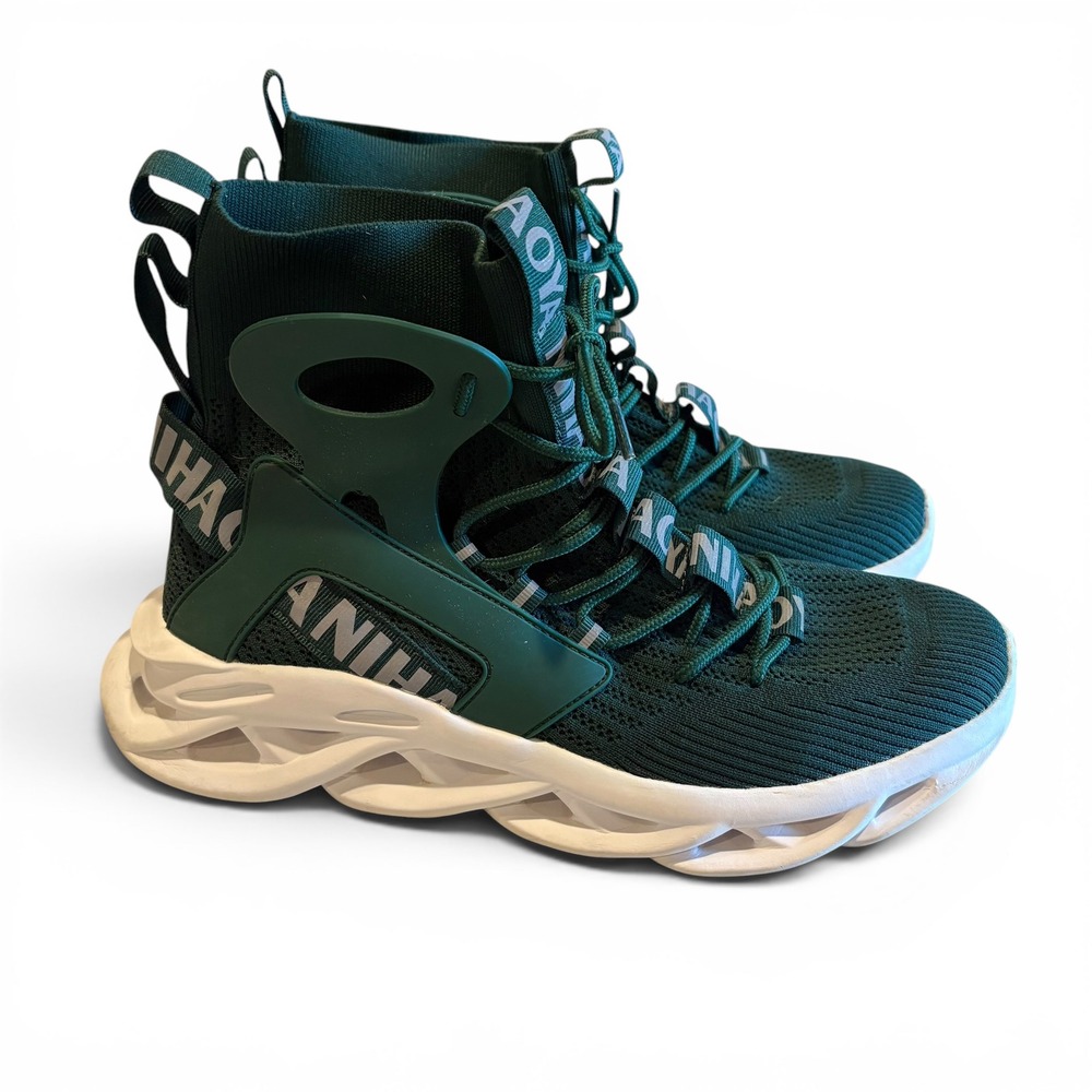 Nihaoya Chunky Blade Sole Sock High Top Knit Sneakers Men's Size EU 43 Green